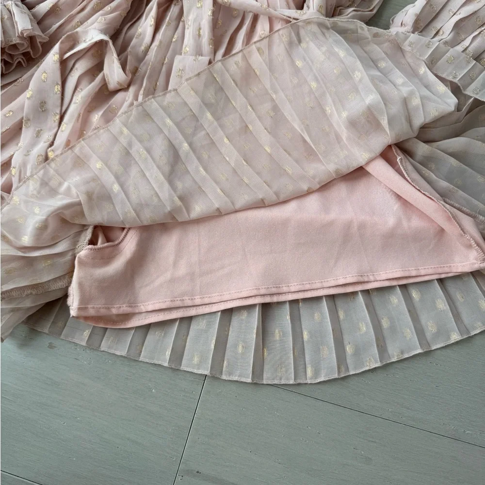 Endless Rose Pink & Gold Textured Romper Shorts Women’s SZ M